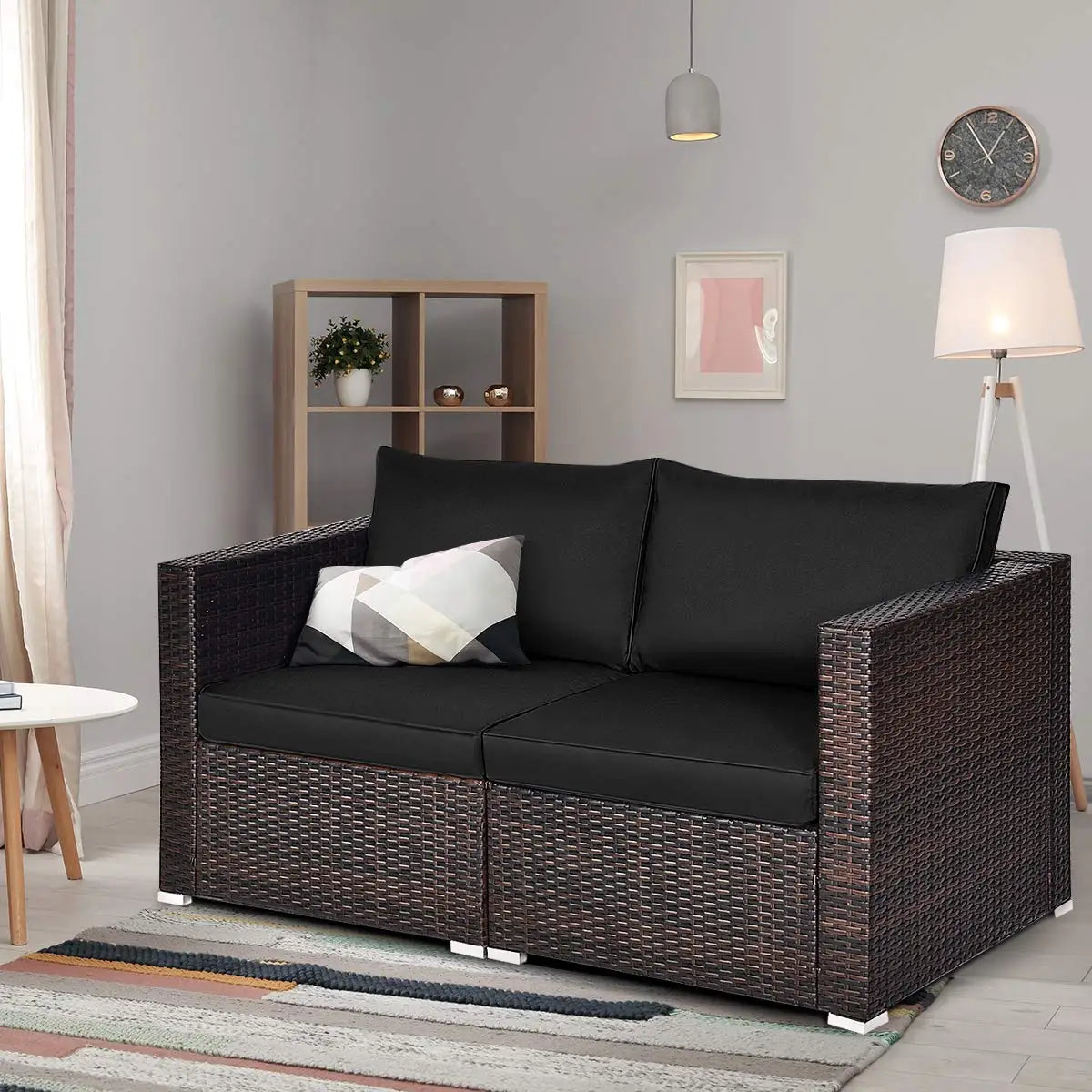 2 Seat Outdoor Wicker Loveseat Sofa Set