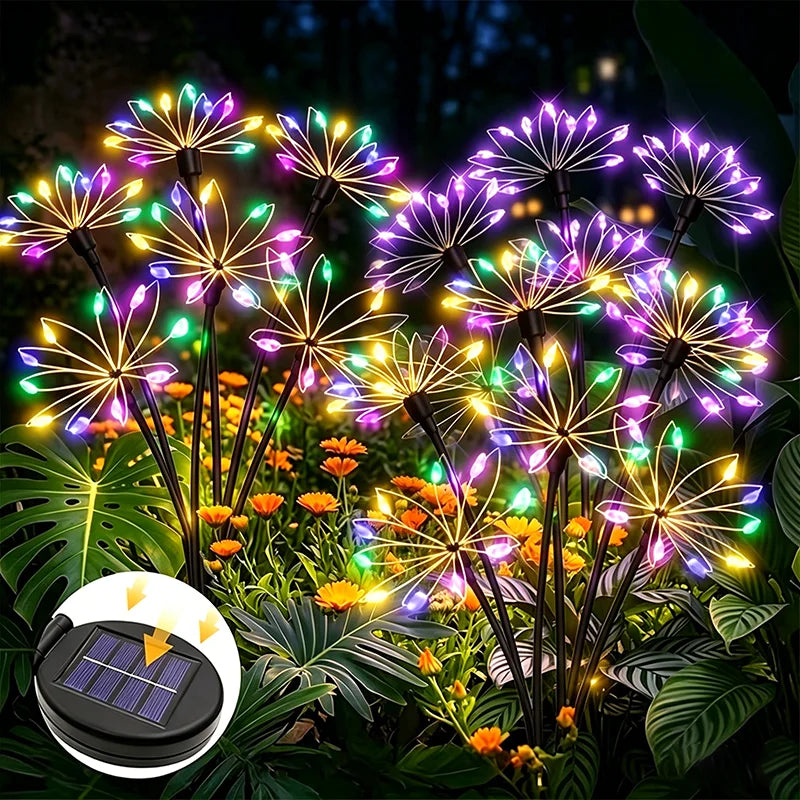 Solar Patio Lamp Solar Firework Sway Lights Outdoor Waterproof Flower Decor Atmosphere for Landscape Garden Yard