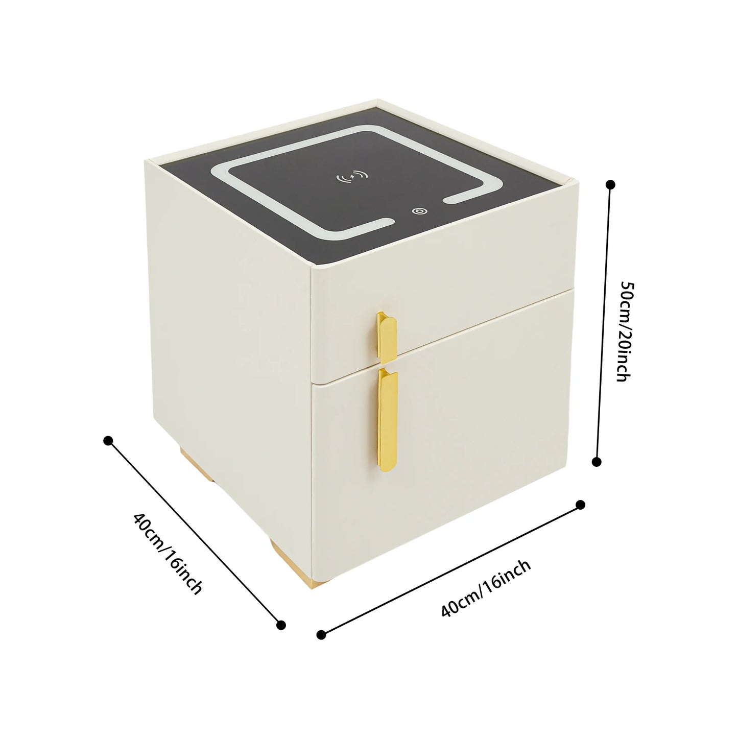 Electronic Lock Bedside Table with Safe Box, USB Charging Nightstand with LED Lights for Master Bedroom and Apartment