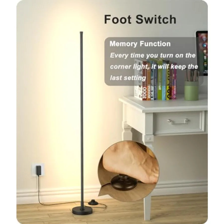 Corner Lamp, Minimalist LED Lamp with Remote Control, Dimmable Corner Light, Corner Floor Lamp Perfect for Living Room, Bedroom