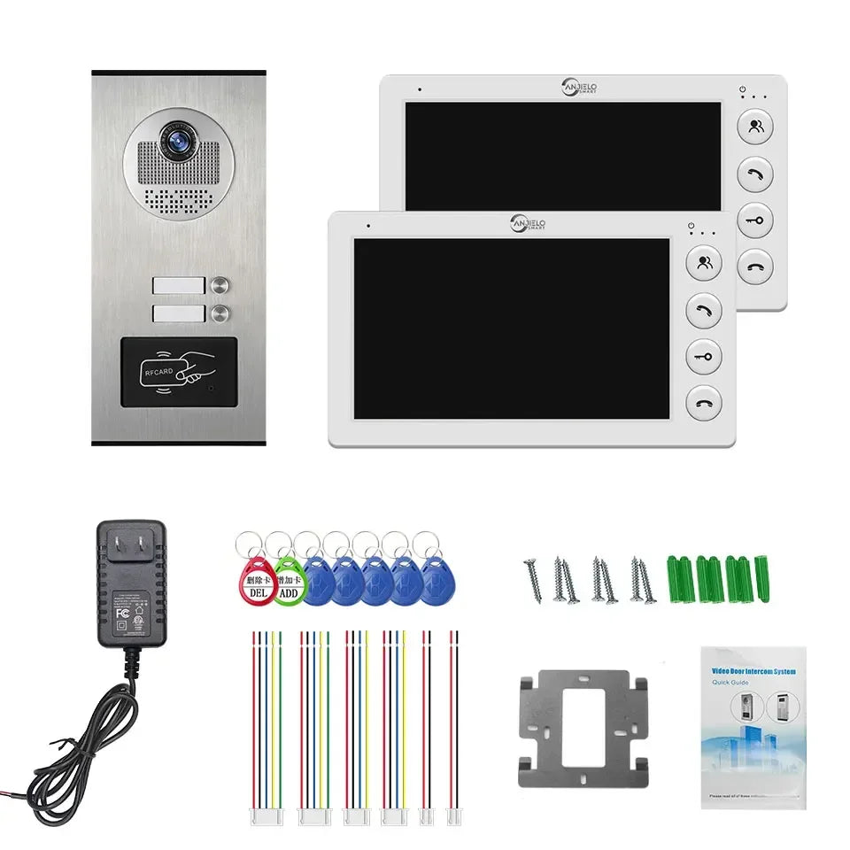 2-family Apartment Intercom Video Doorbell with RFID Card Unlock 7inch 4Wired Video Door Phone System