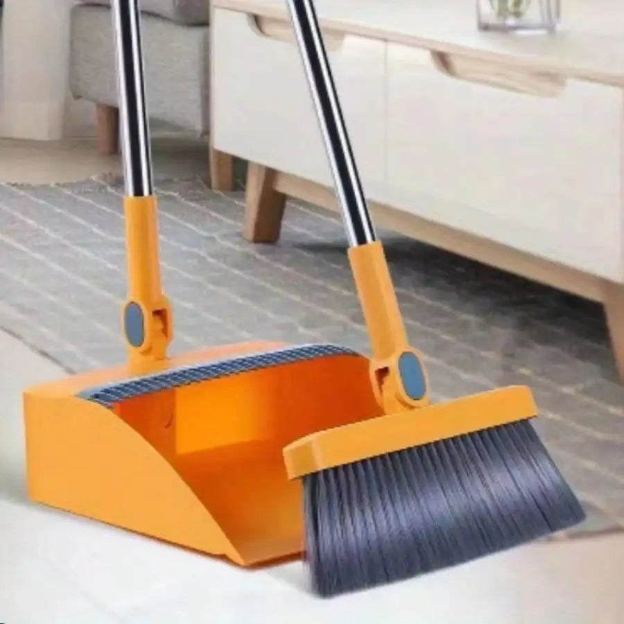 1set Foldable Broom And Dustpan Combination 3-In-1 Sweeping Set Rotatable Household Cleaning Tool For Living Room Bedroom Pet