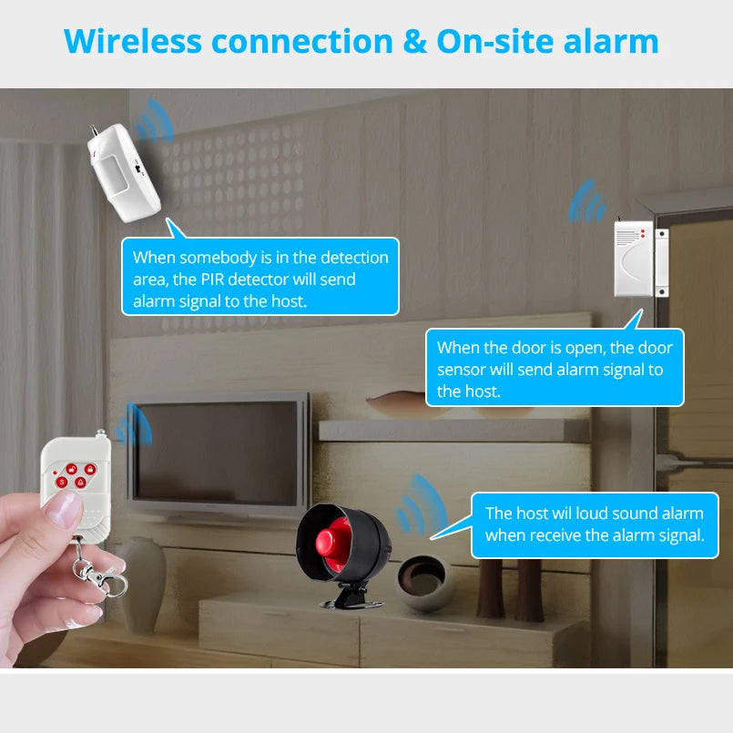 KERUI 110db The Alarm Loudly Speaker Siren Alarm System With Motion Door Windows Sensor for House Burglar Home Security Alarm