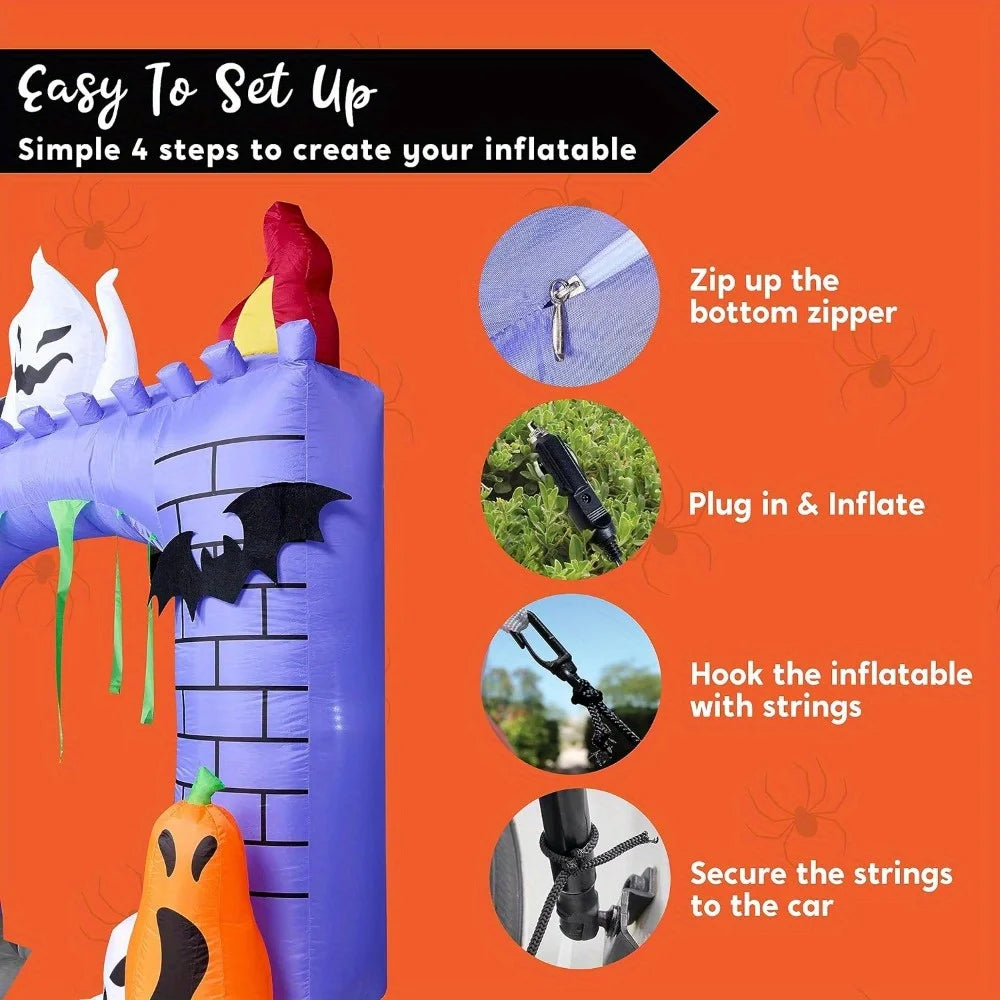 Halloween Inflatable Haunted Castle Led Outdoor Trunk Or Treat Decor