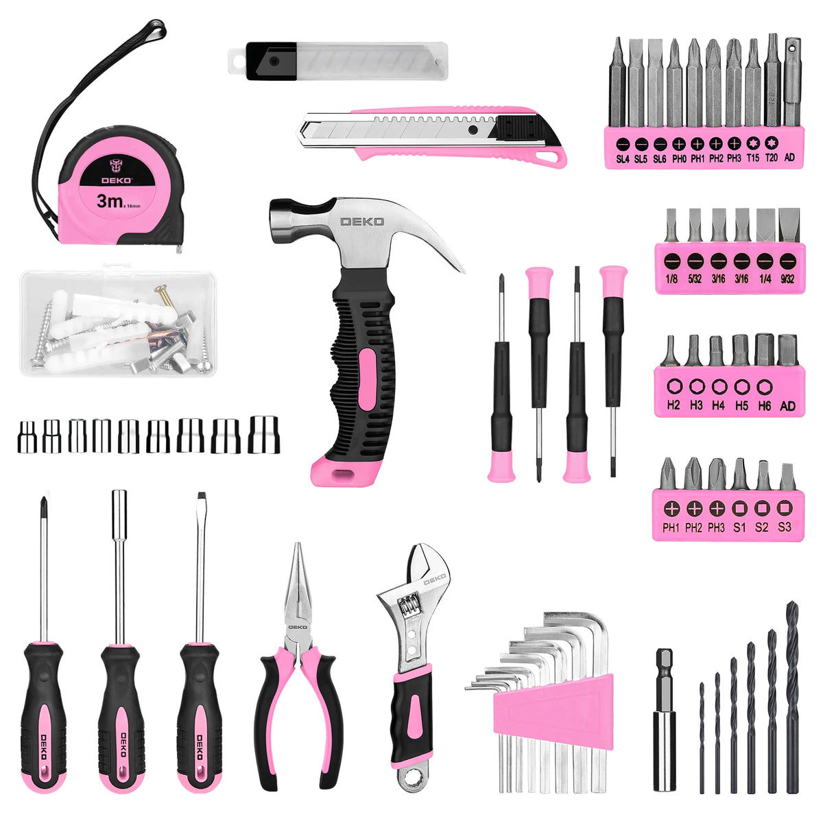 DEKO 126Pcs Power Tool Combo Kit with 8V Cordless Drill, Keyless Chuck, Professional Home Household