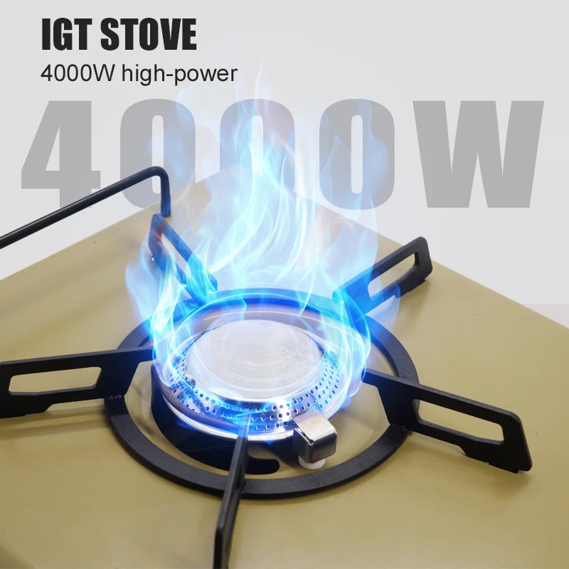 Gas Stove Burner Strong Fire Heater Furnace Portable Outdoor 4000W High Power Stainless Steel Camping Table Stove