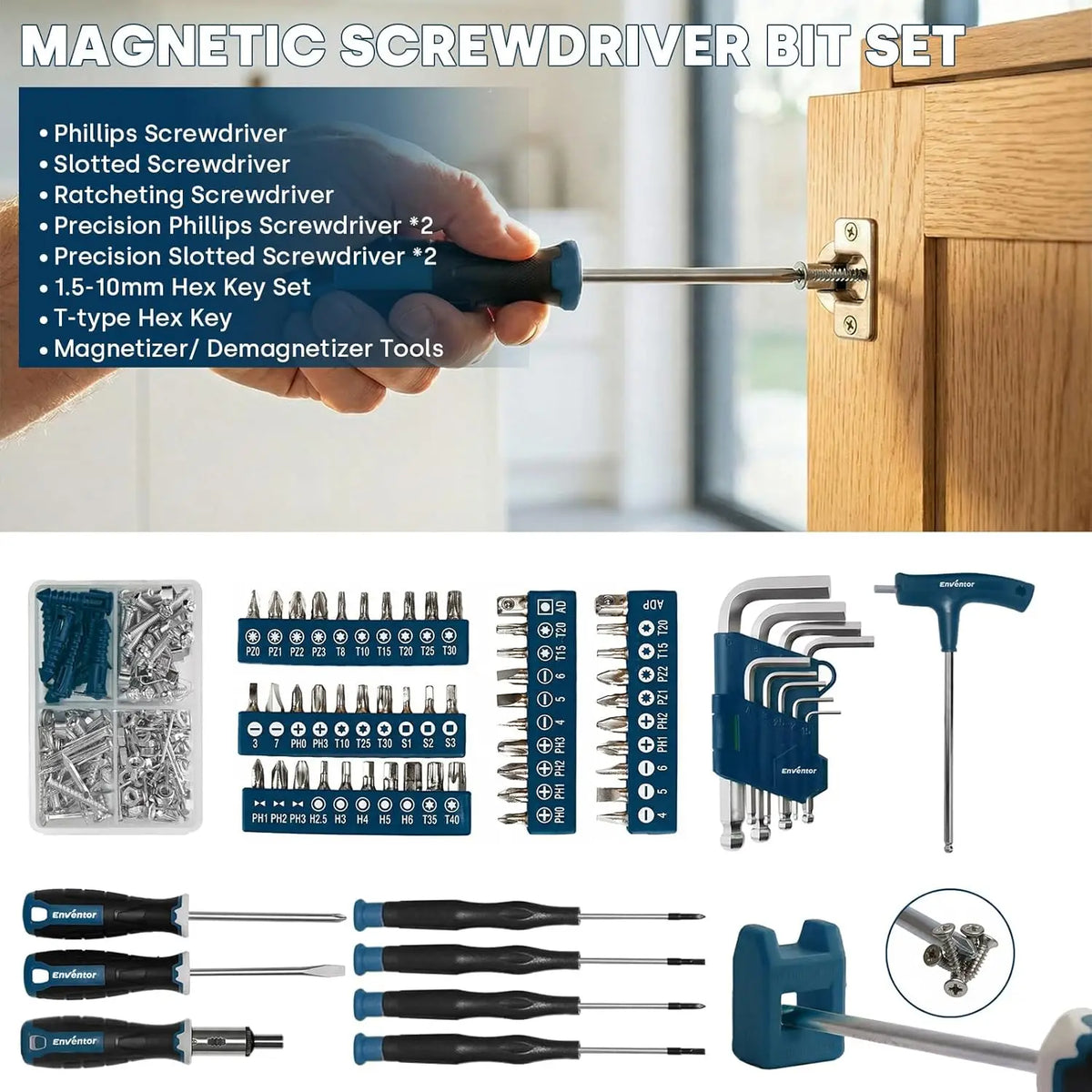 Tool Set, 220-Piece Home Tool Kit with Toolbox, Wrench and Hand Tools for Home Repairs, Auto Maintenance, DIY & General Use