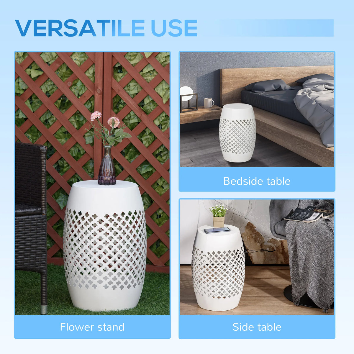 Outsunny Steel Round Outdoor Indoor Garden Accent Table