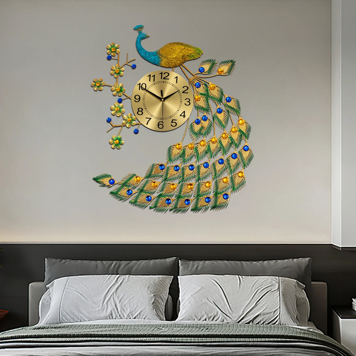 Modern Peacock Wall Clock Silent Quartz Decorative