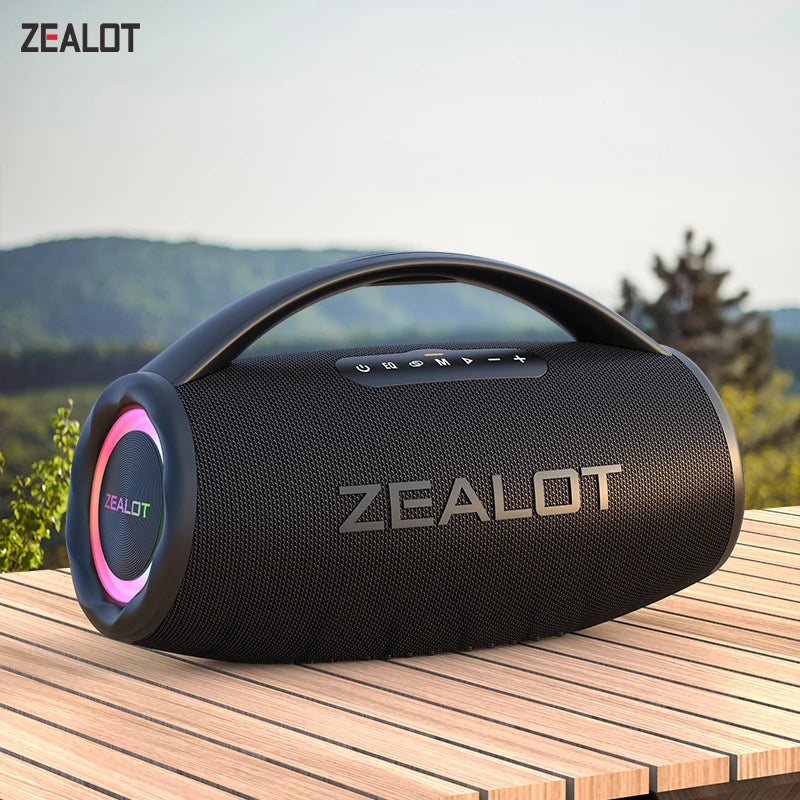 80W high power bluetooth speaker portable, colorful light waterproof wireless subwoofer 360 stereo surround sound