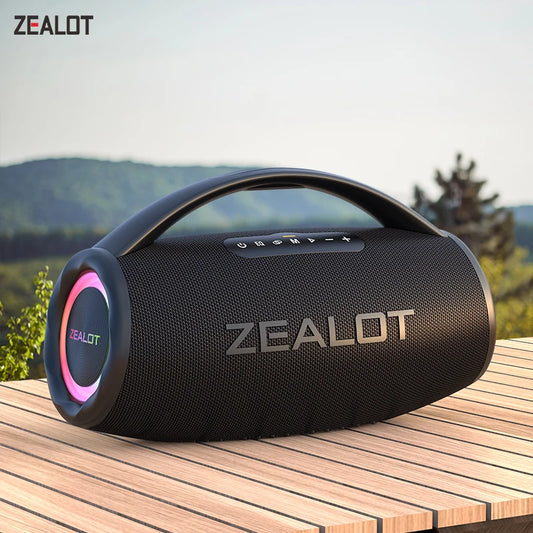 80W high power bluetooth speaker portable, colorful light waterproof wireless subwoofer 360 stereo surround sound