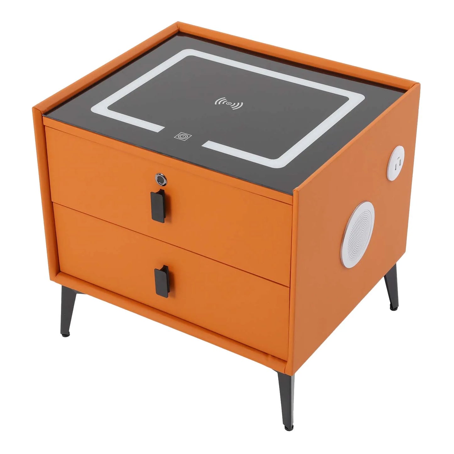 Modern Rectangular Bedside Table with Drawers Bluetooth Speaker Smart Bedside Table Bedside Table with Light USB& Wireless Charg