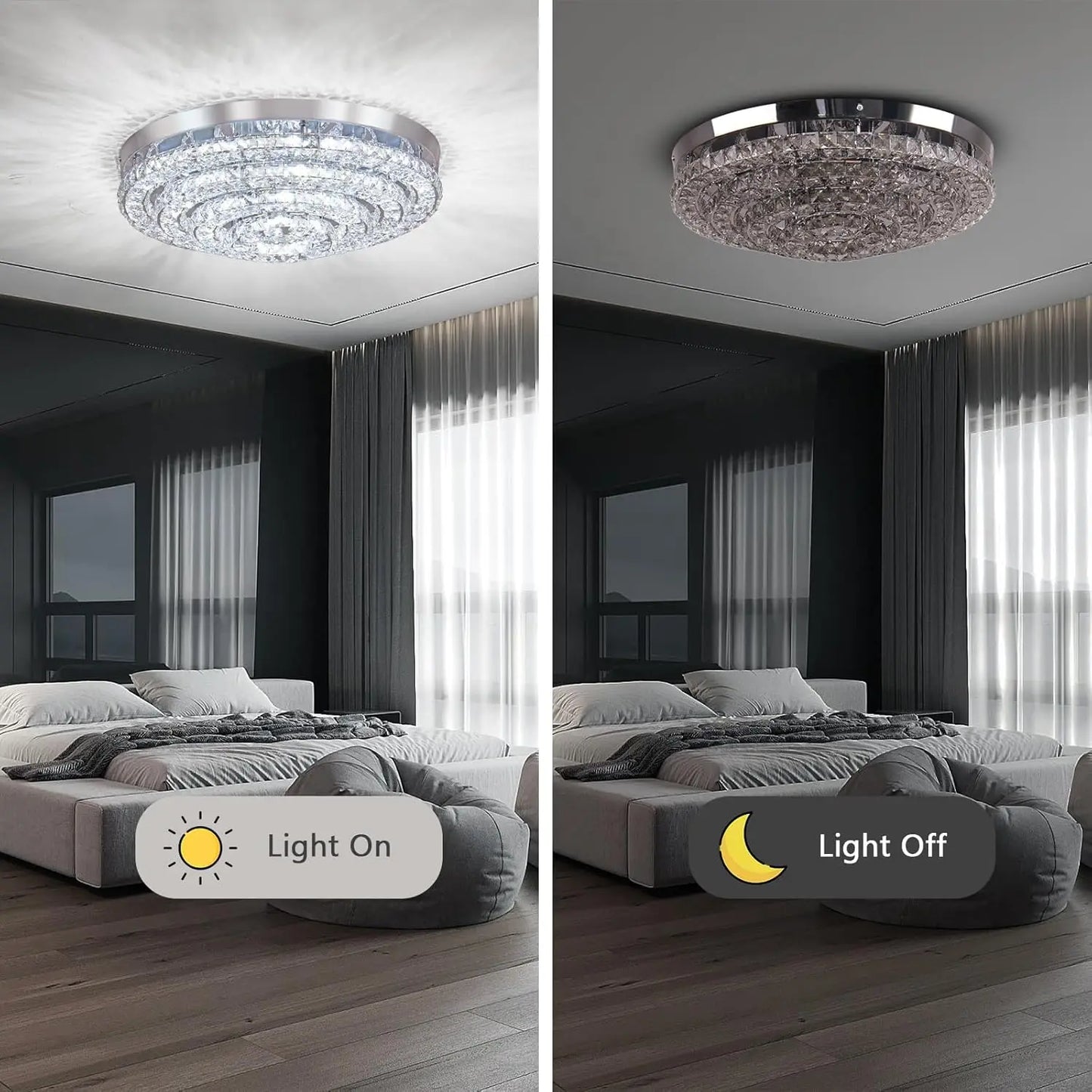 FRIXCHUR Crystal Chandelier Semi Flush Mount LED Ceiling Light