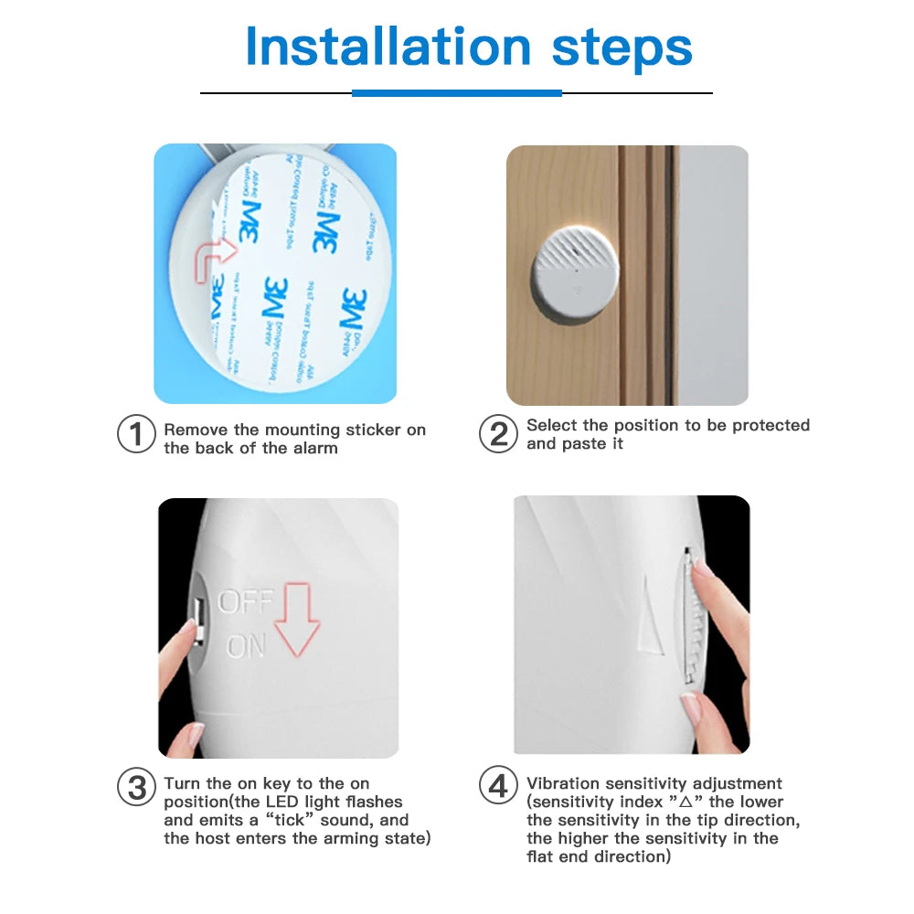 125dB Wireless Glass Break Alarm Vibration Sensor Alarm Door Window Alarm For Warning Burglars Anti-Theft Security