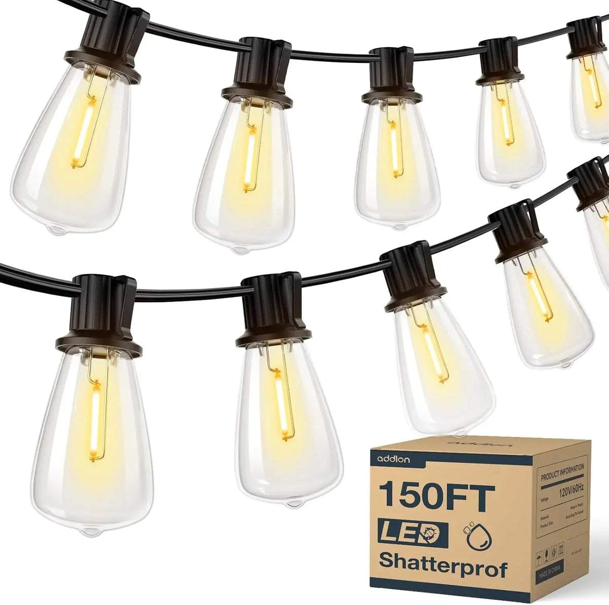 MIMIRGB Dimmable LED Outdoor String Lights For Patio Decoration