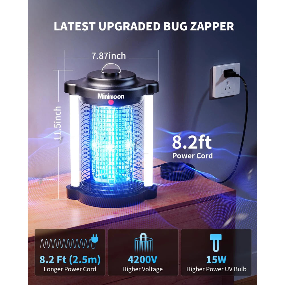 Bug Zapper Outdoor Mosquito Zapper with Dual LED Light 4200V Fly Zapper 15W Electric Fly Traps