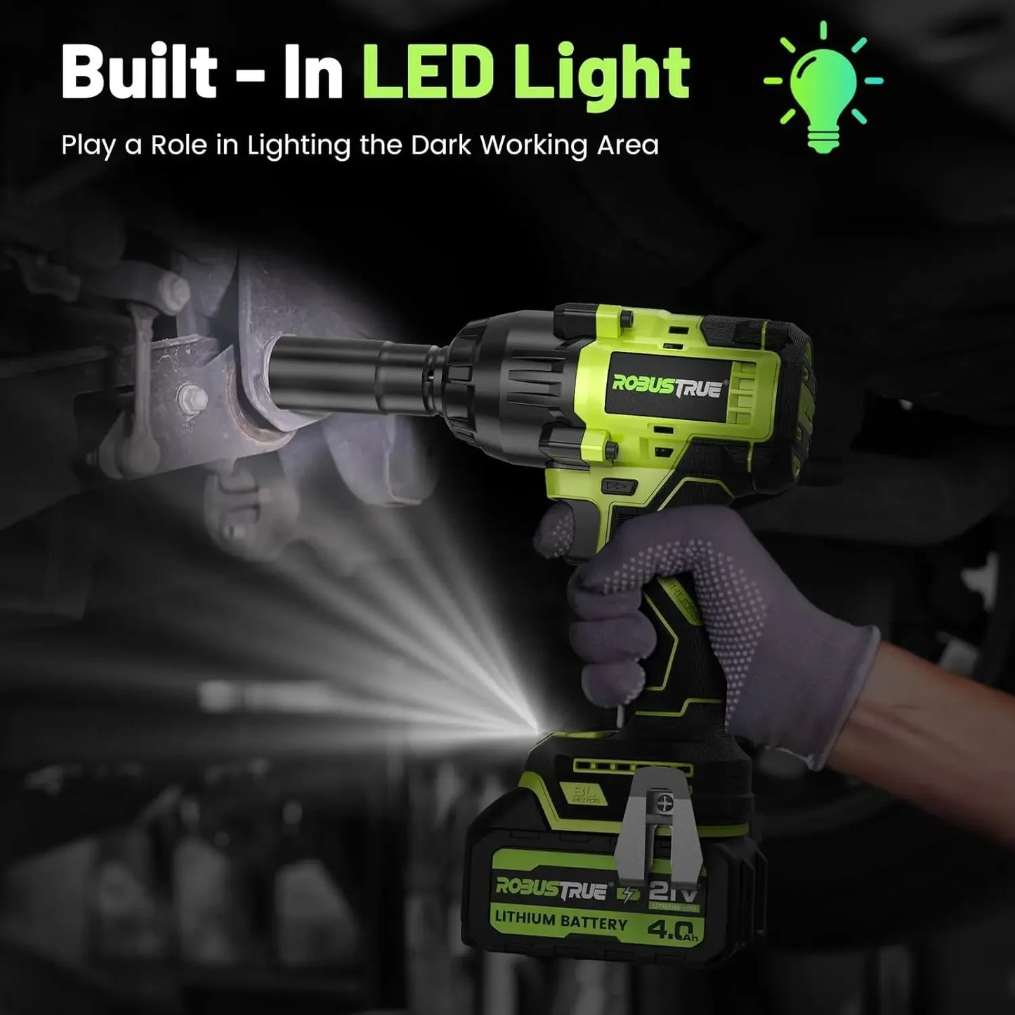 Robustrue 1000Nm Brushless Cordless Impact Wrench With 4.0Ah Battery