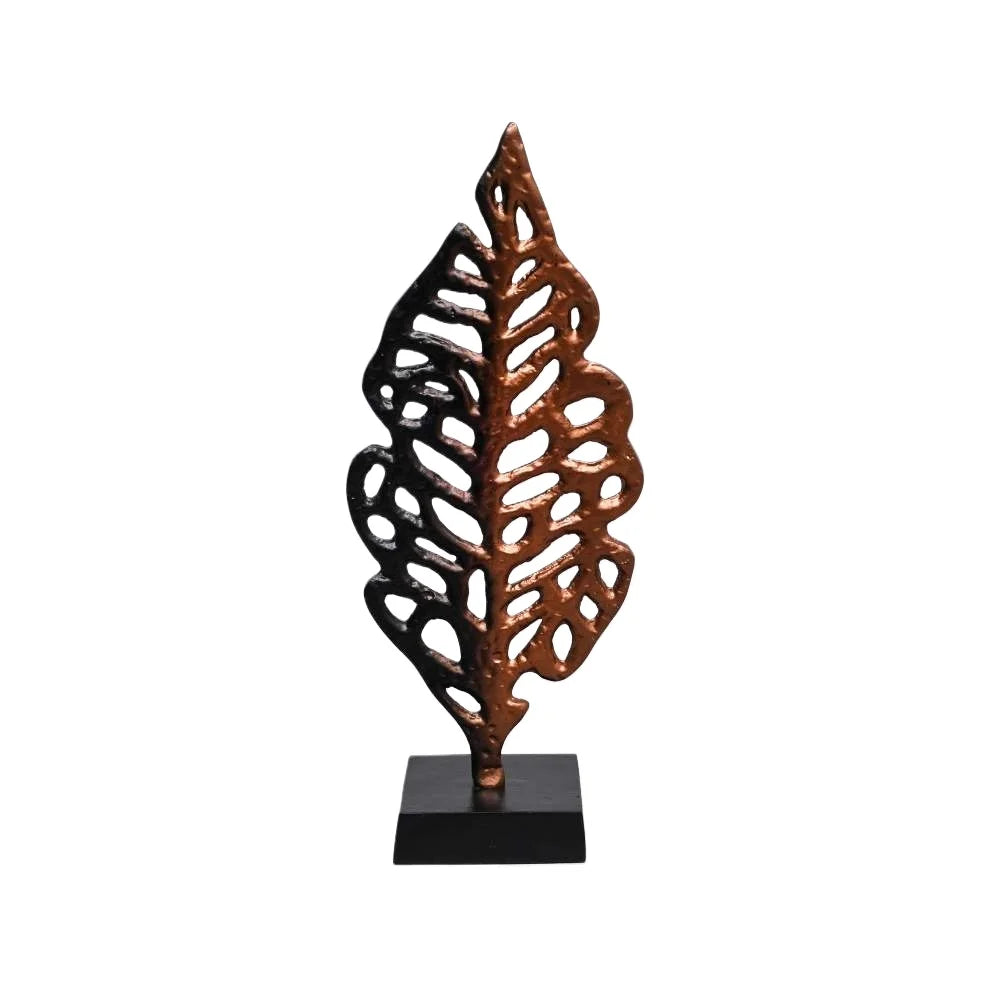 Ornate Gold Aluminum Leaf Table Sculpture on Black Base –17.5" Elegant Décor Accent  home decor