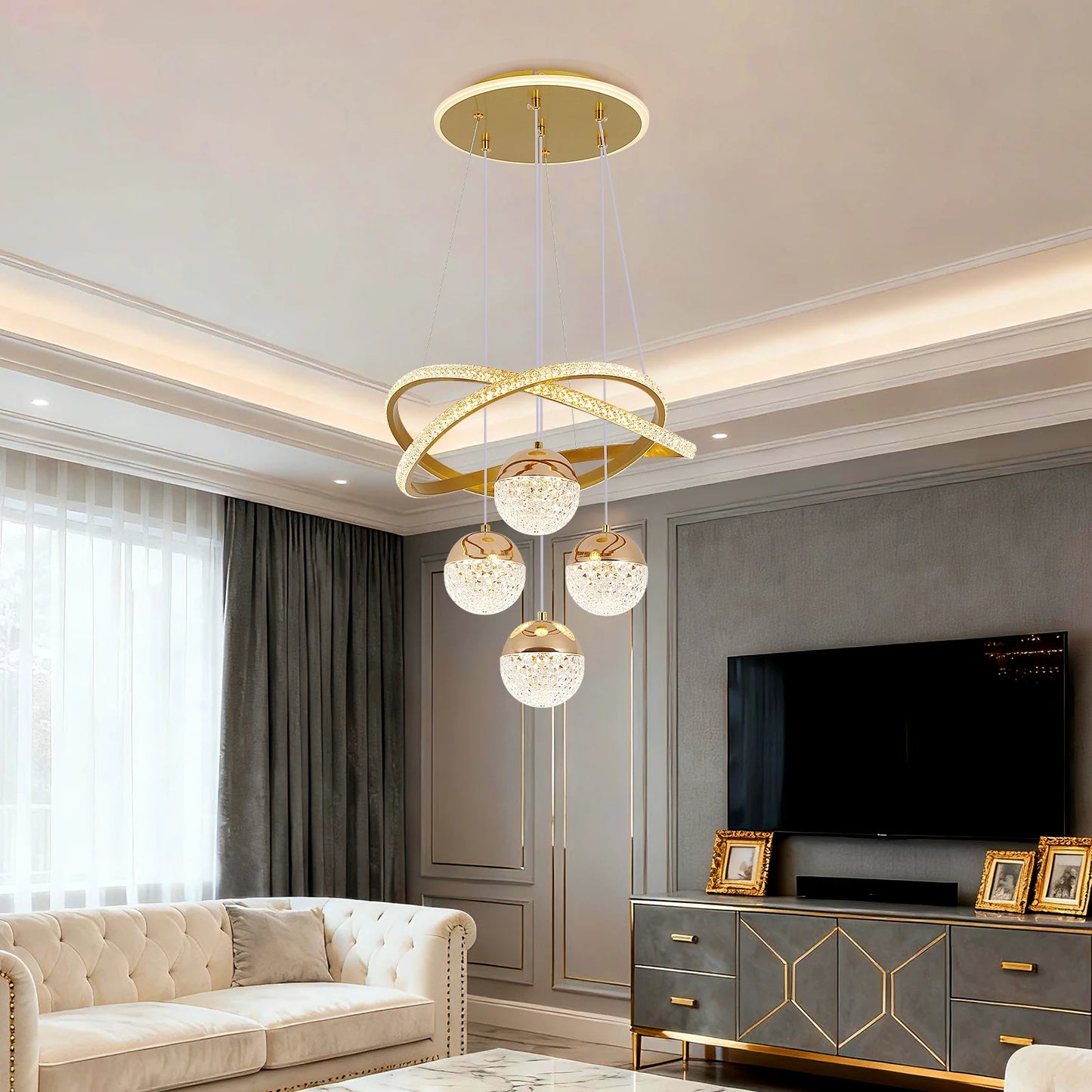 GreeLustr Nordic Modern LED Chandelier With Three Lighting Modes