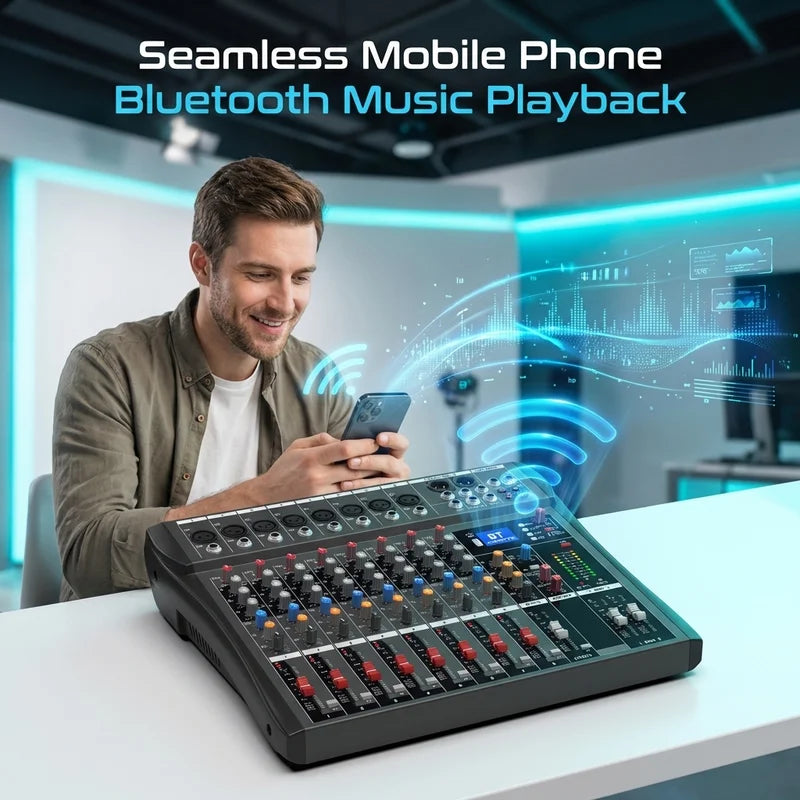 NXG 8 Channel Audio Mixer With Usb And Professional Console