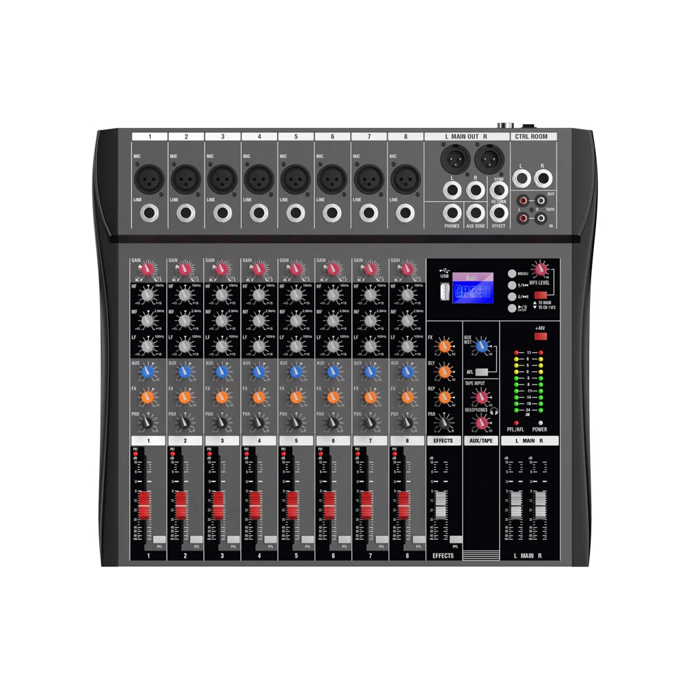 NXG 8 Channel Audio Mixer With Usb And Professional Console