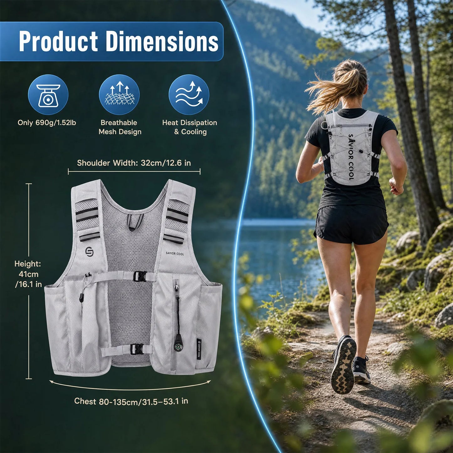 Outdoors Cooling Vest Tactical Cooling Vest AC Vest Constant-Temperature Summer Cooling Technology with Built-in Water Bladder