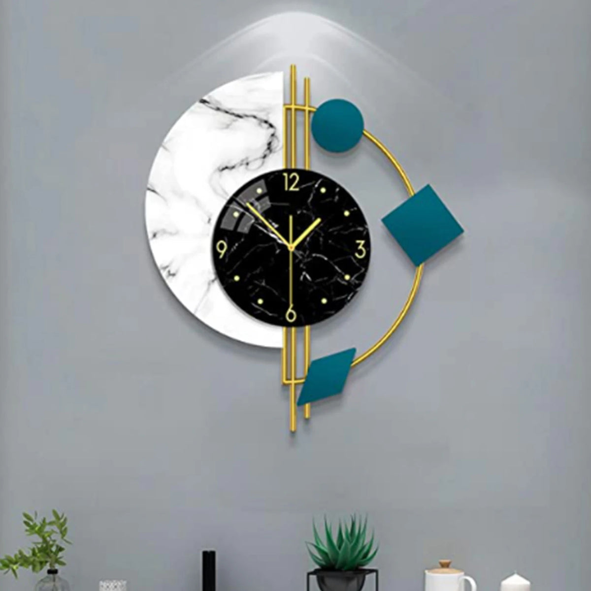 Premium Silent Sweep Marble Wall Clock For Living Rooms