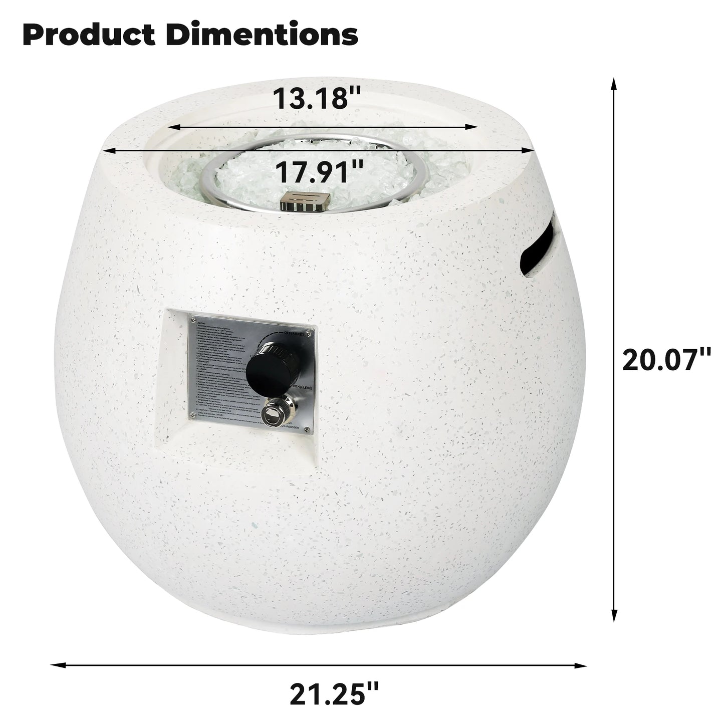 Propane Fire Pits for Outside 40,000 BTU Gas Fire Pit Table 21-inch Patio Square Smokeless Concrete Fire Table Glass Beads