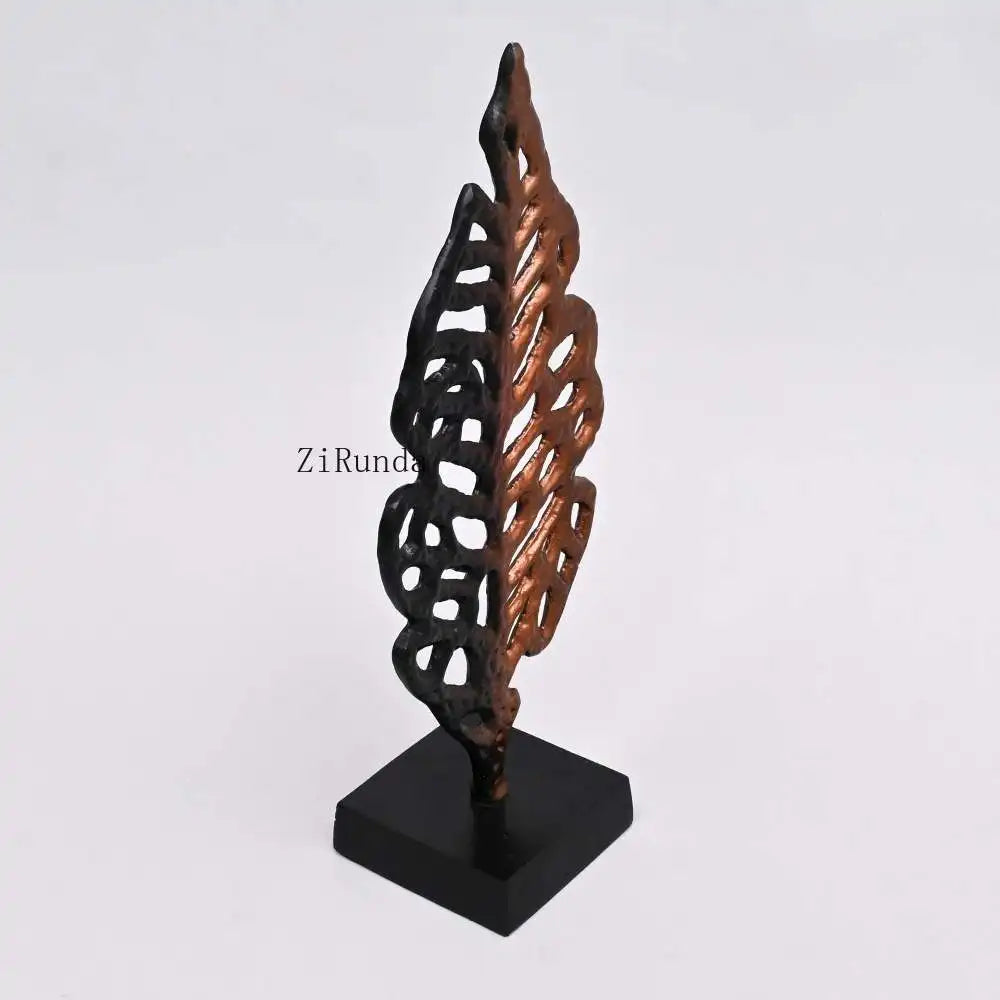 Ornate Gold Aluminum Leaf Table Sculpture on Black Base –17.5" Elegant Décor Accent  home decor