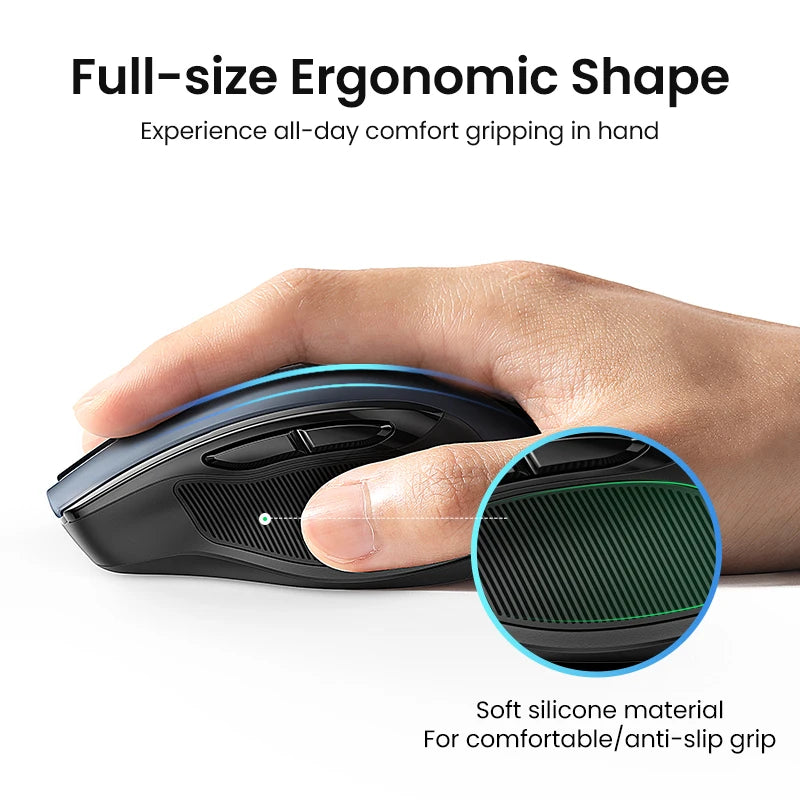 Wireless Mouse Bluetooth5.0 Mouse Ergonomic 4000DPI Mute Button, Mouse For MacBook Tablet Laptops Computer PC