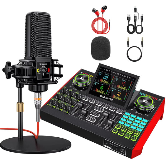 Tenlamp G10 Live Sound Card Mixer For Streaming And Recording