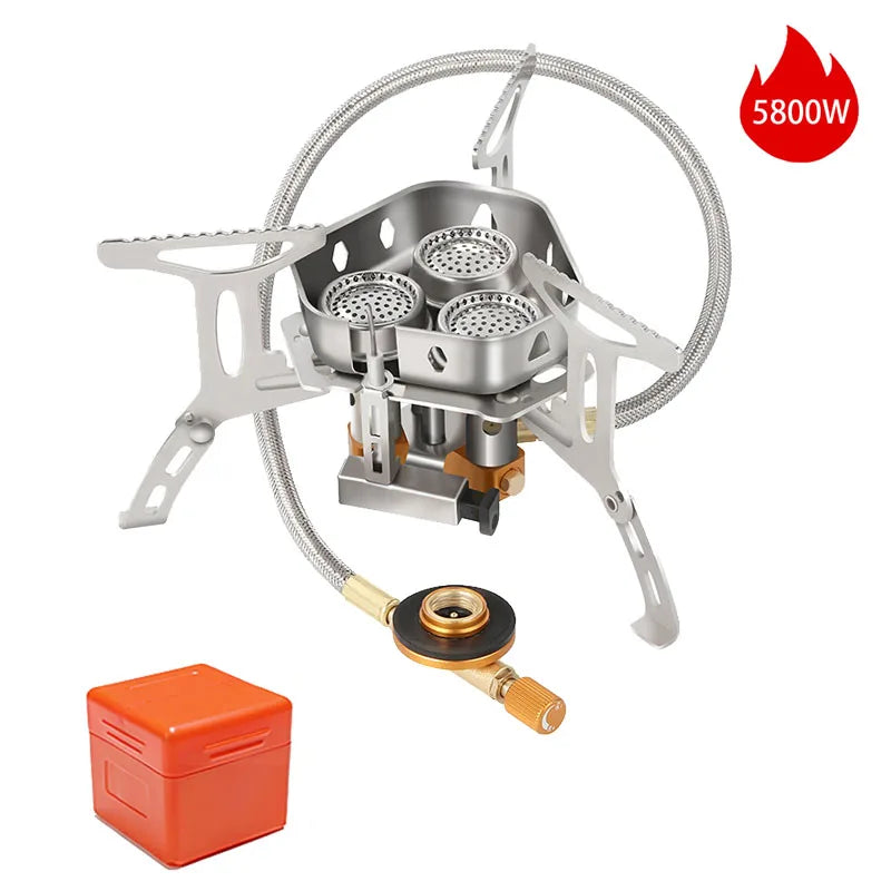 Camping Wind Proof Gas Stove Outdoor Burner Strong Fire Heater Cooker Portable Furnace Supplies Equipment Picnic
