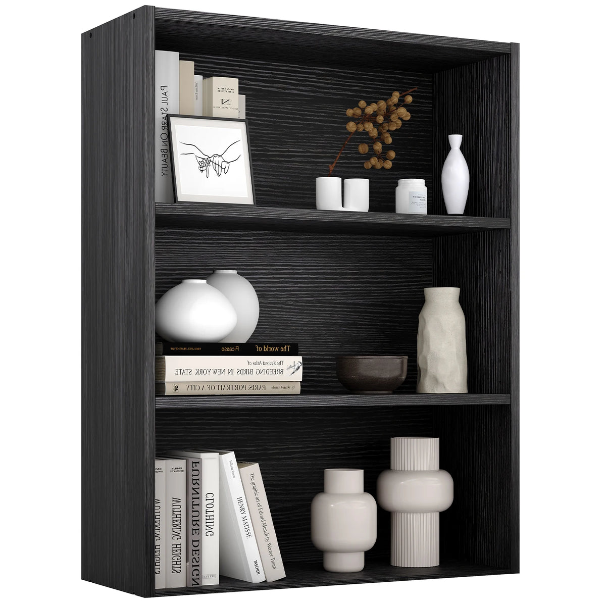Jhk Four Tier Wooden Open Bookcase For Home Office