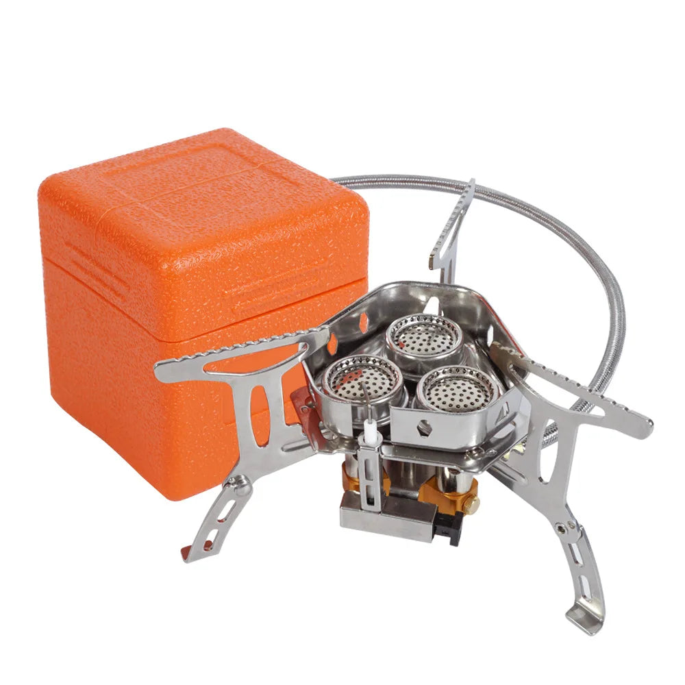 TARKA 3 Head Gas Stove, Camping Burners Folding Backpacking Furnace 5800W Outdoor Hiking Picnic BBQ Cooking Equipment
