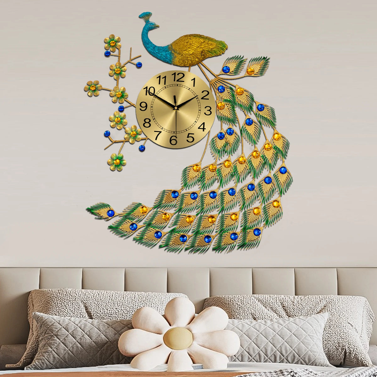 Modern Peacock Wall Clock Silent Quartz Decorative