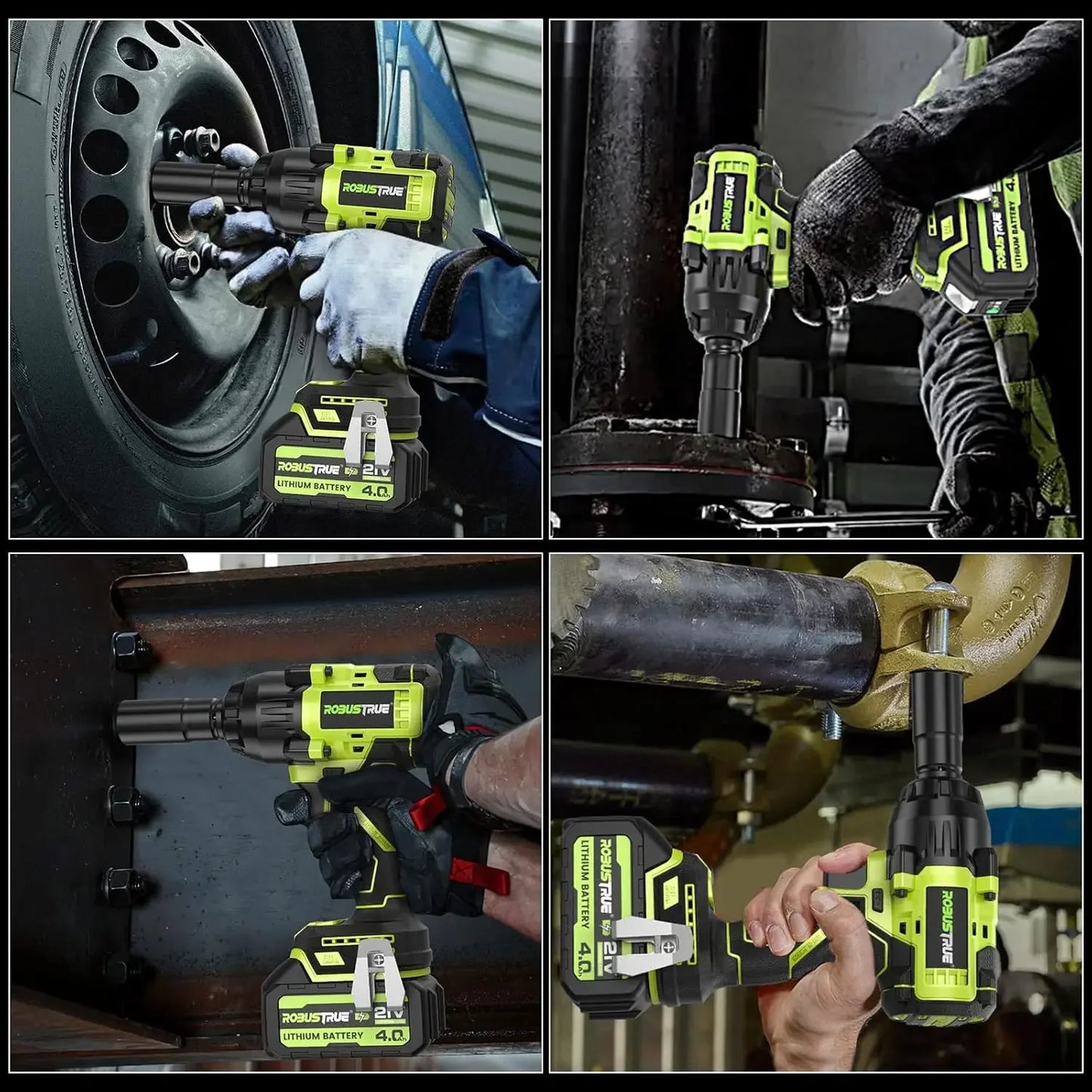 Robustrue 1000Nm Brushless Cordless Impact Wrench With 4.0Ah Battery