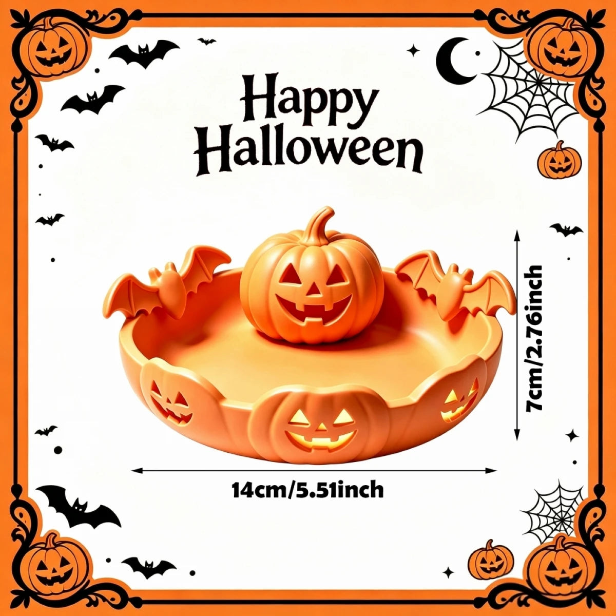Reusable Candy Pumpkin Snack Tray for parties and Halloween decoration.