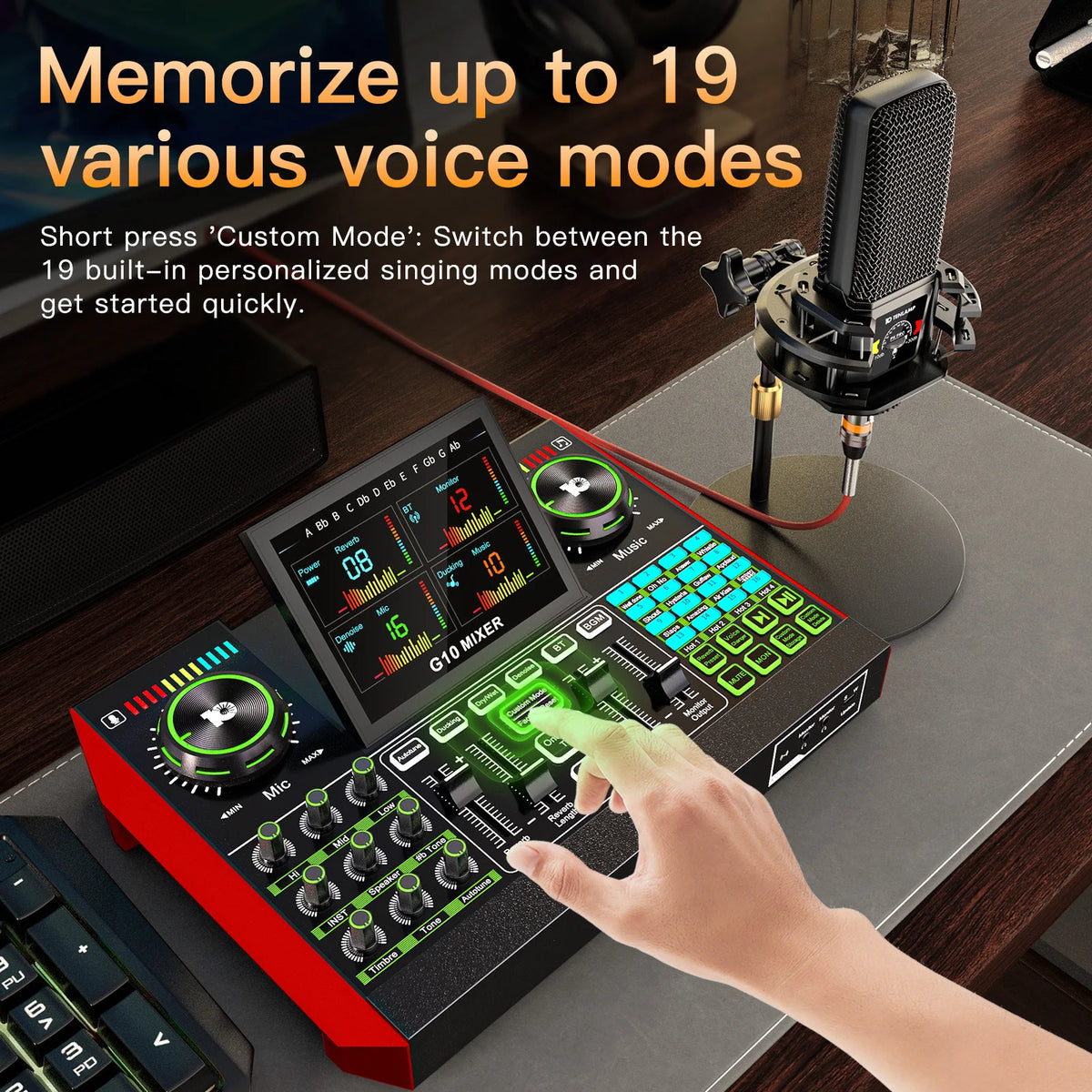 Tenlamp G10 Live Sound Card Mixer For Streaming And Recording