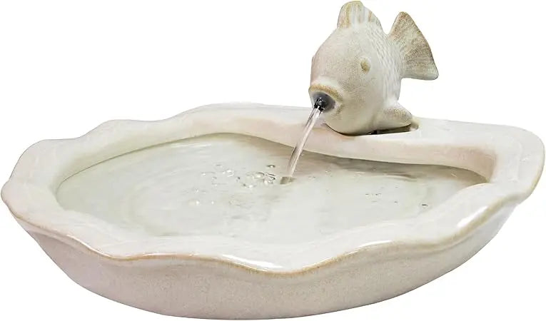 Glazed Ceramic Fish Outdoor Garden Fountain for Patio and Deck
