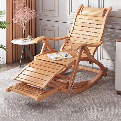 Heavy Duty Folding Rocking Bamboo Chair For Indoor Outdoor Use