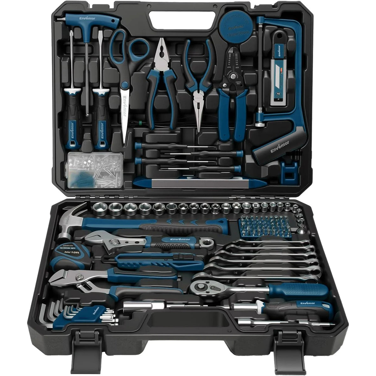 Tool Set, 220-Piece Home Tool Kit with Toolbox, Wrench and Hand Tools for Home Repairs, Auto Maintenance, DIY & General Use