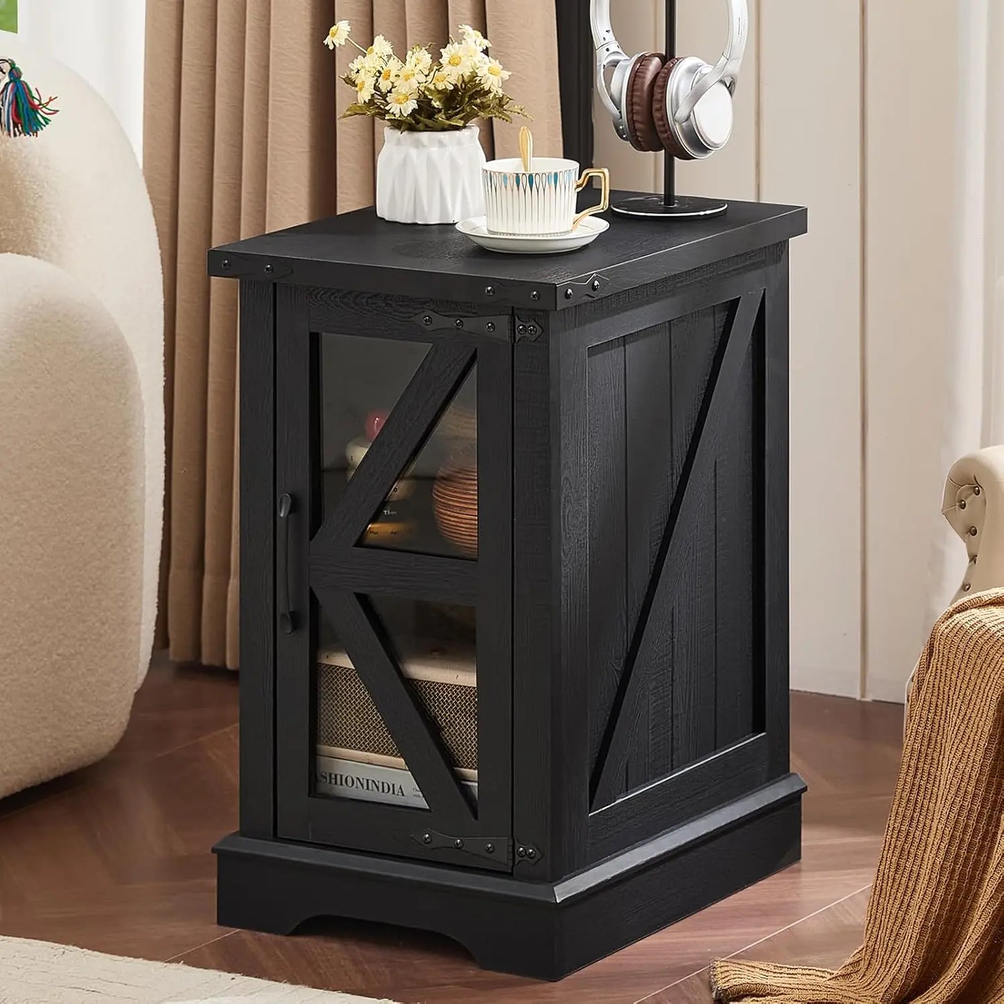 Narrow Night Stand for Small Spaces,