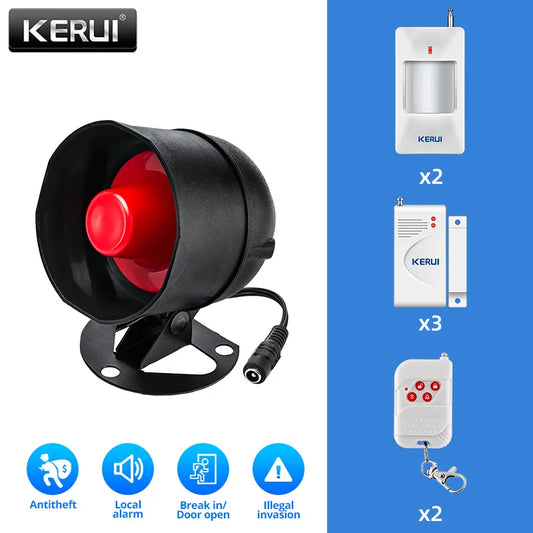KERUI 110db The Alarm Loudly Speaker Siren Alarm System With Motion Door Windows Sensor for House Burglar Home Security Alarm