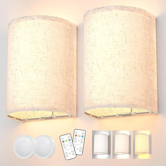 Versatile Fabric Wall Sconces Set of 2: Choose from Rechargeable, Battery, CCT & RGB Options for Perfect Ambiance in Any Room!