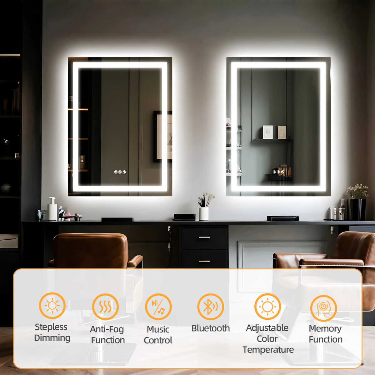 Borwart Smart LED Rectangle Bathroom Mirror With Integrated Speaker