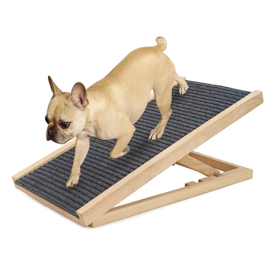 Dog Ramp Adjustable 27" Long for Dogs and Cats for Couch or Bed with Anti-Slip Paw Traction Mat 2 Height 12”to16”,Folding Flat