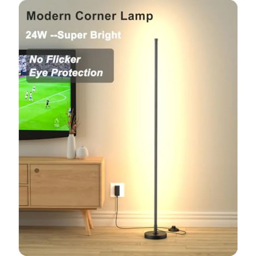 Corner Lamp, Minimalist LED Lamp with Remote Control, Dimmable Corner Light, Corner Floor Lamp Perfect for Living Room, Bedroom