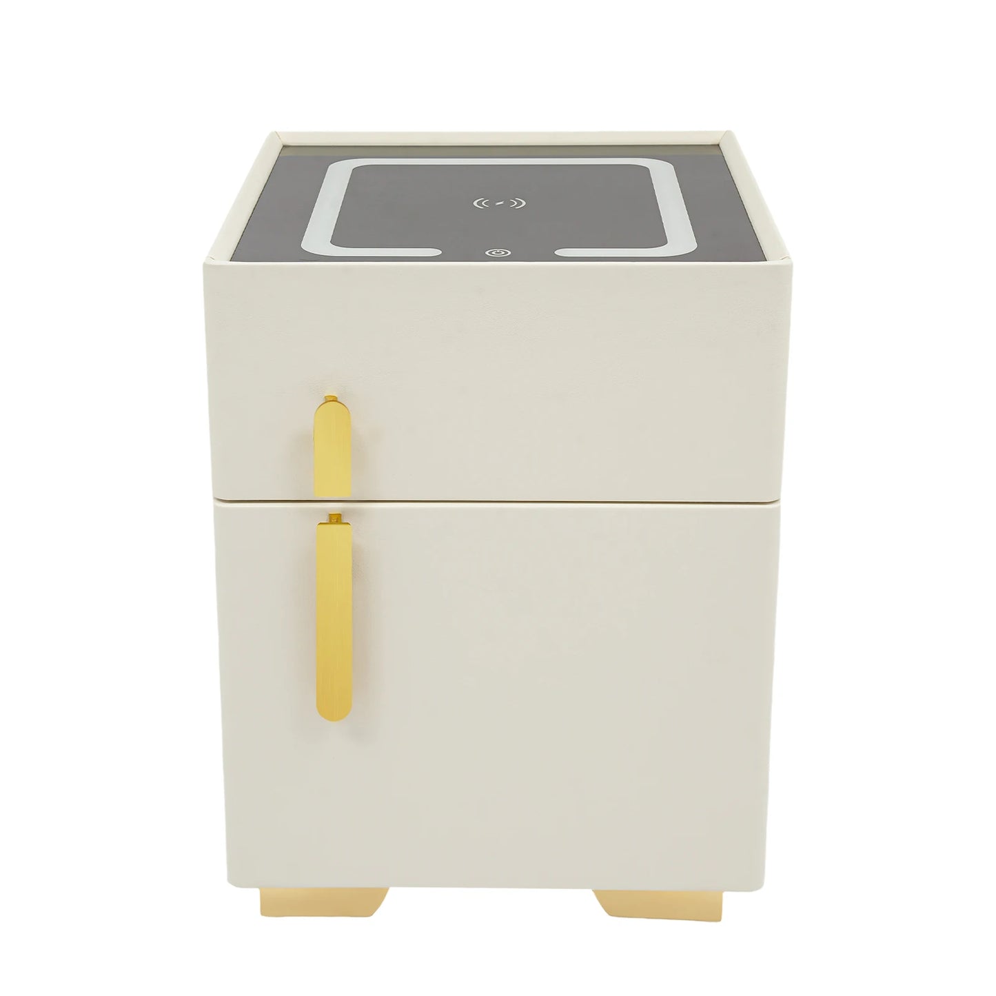 Electronic Lock Bedside Table with Safe Box, USB Charging Nightstand with LED Lights for Master Bedroom and Apartment