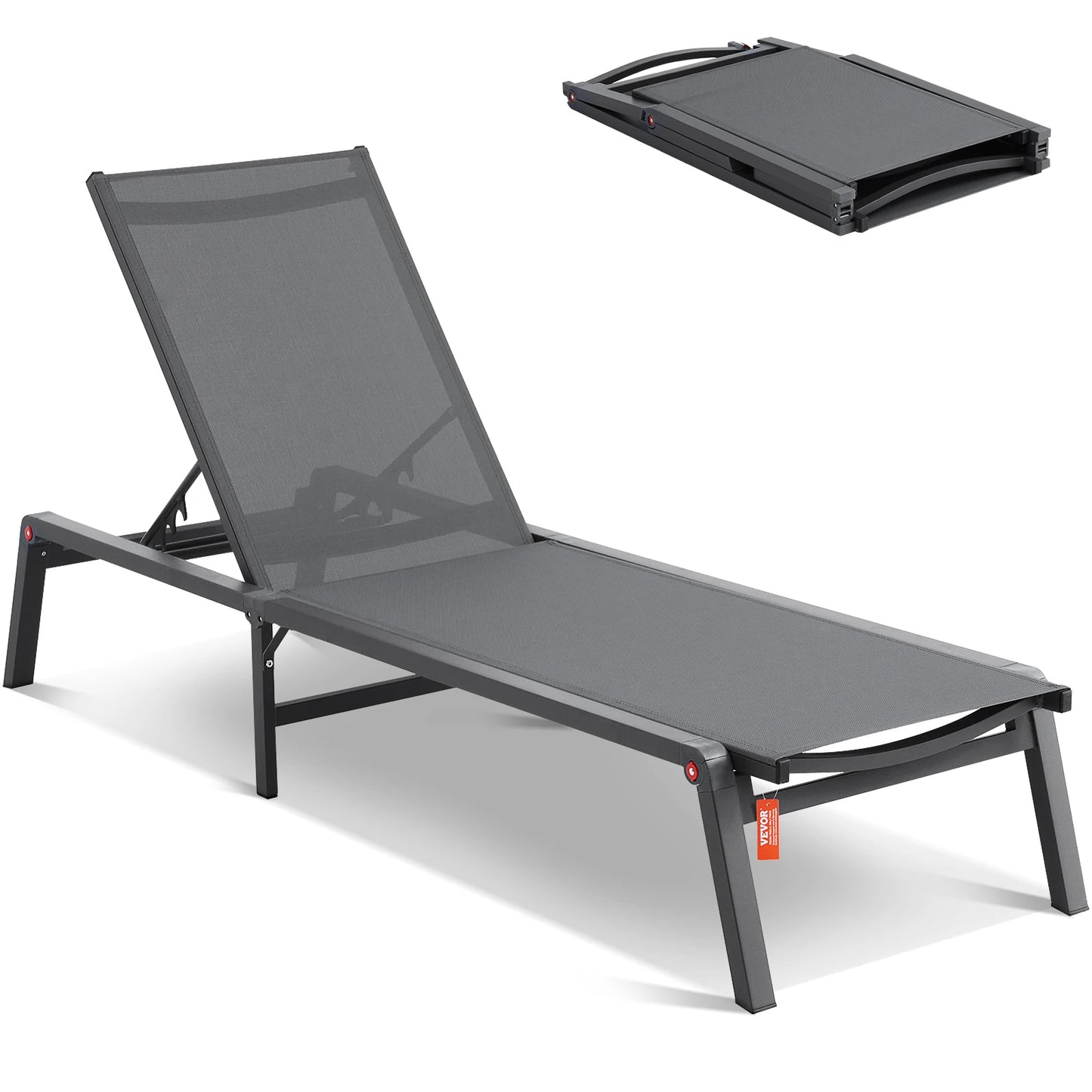 Chaise Lounge Chair Outdoor Aluminum Patio Lounge Folding Pool Lounge Recliner
