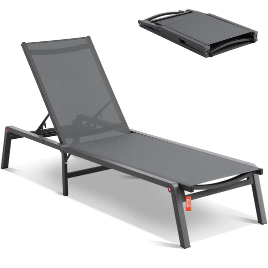 Chaise Lounge Chair Outdoor Aluminum Patio Lounge Folding Pool Lounge Recliner